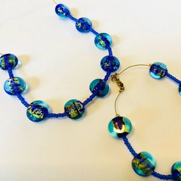 Vintage Blue Quartz Stone Beaded Fashion Necklace with Bracelet Set 2 Piece - Picture 2 of 7